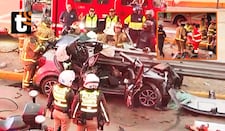 ¡Escalofriante accidente! Auto termina destrozado tras brutal choque contra guardavías en la Vía Expresa