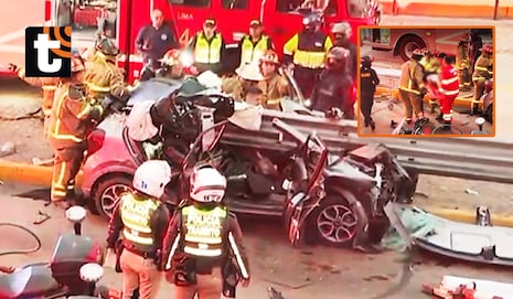 ¡Escalofriante accidente! Auto termina destrozado tras brutal choque contra guardavías en la Vía Expresa
