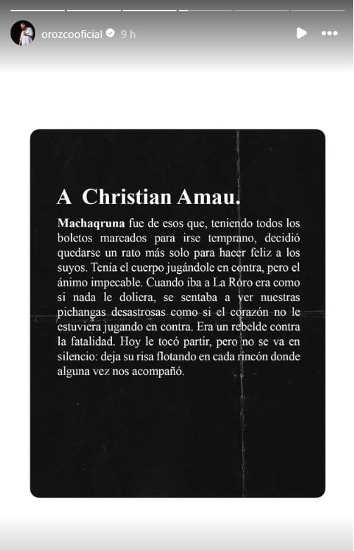 Carlos Orozco le dedicó emotivo mensaje a 'Machaq', informado de su fallecimiento.