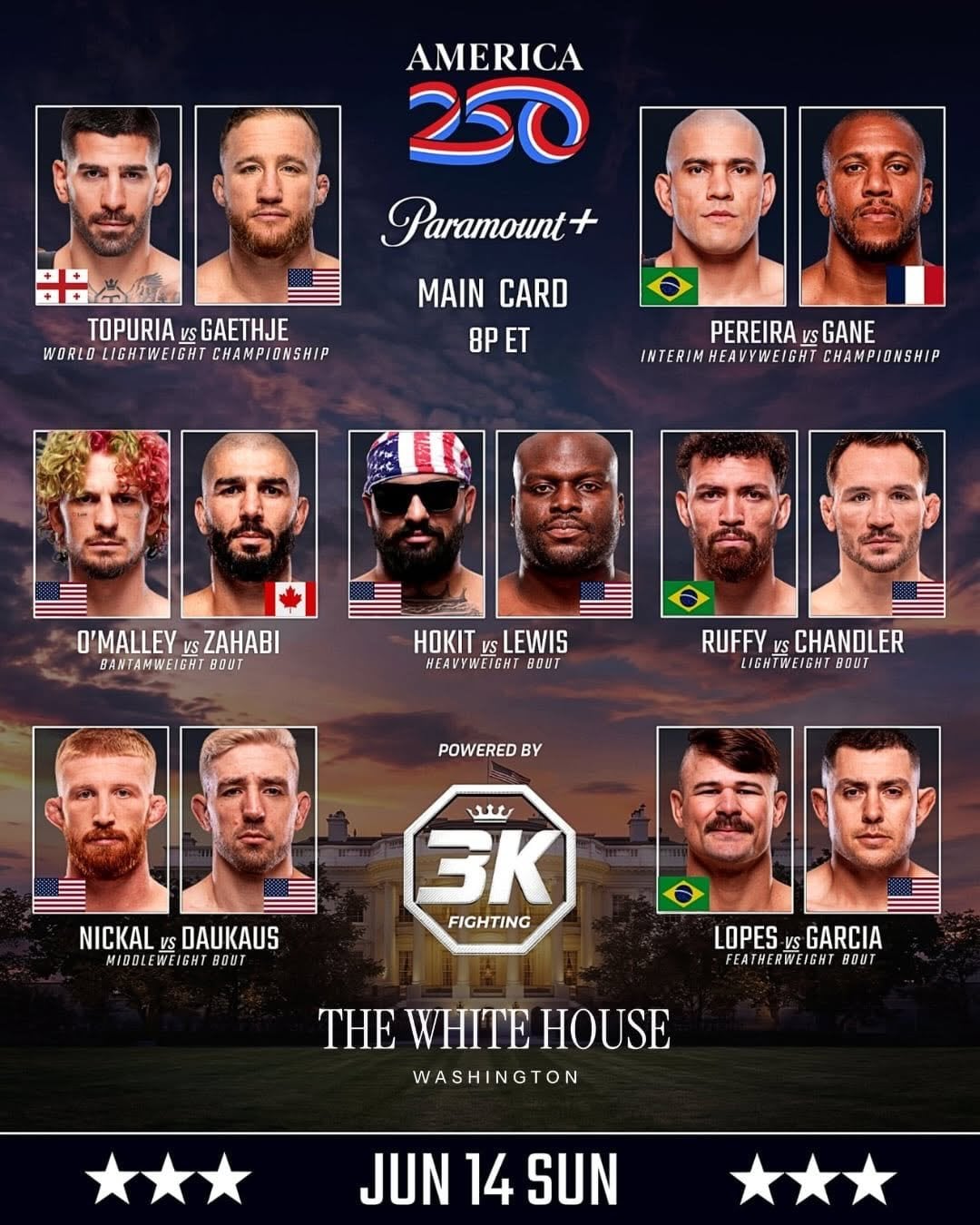 Cartelera del UFC Casa Blanca. (UFC)