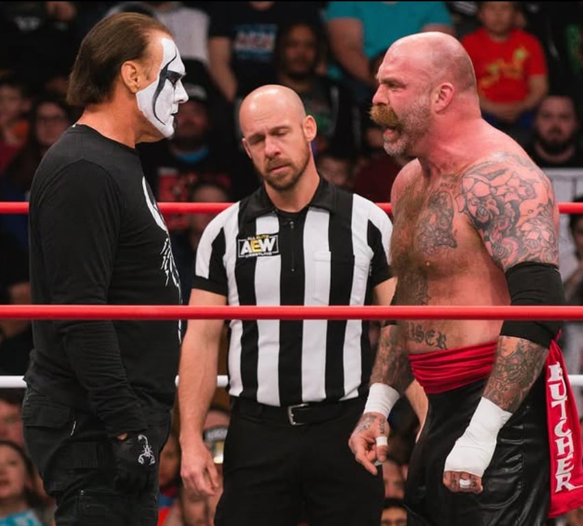 'The Butcher' Andy Williams ante 'el ícono' Sting. (All Elite Wrestling)