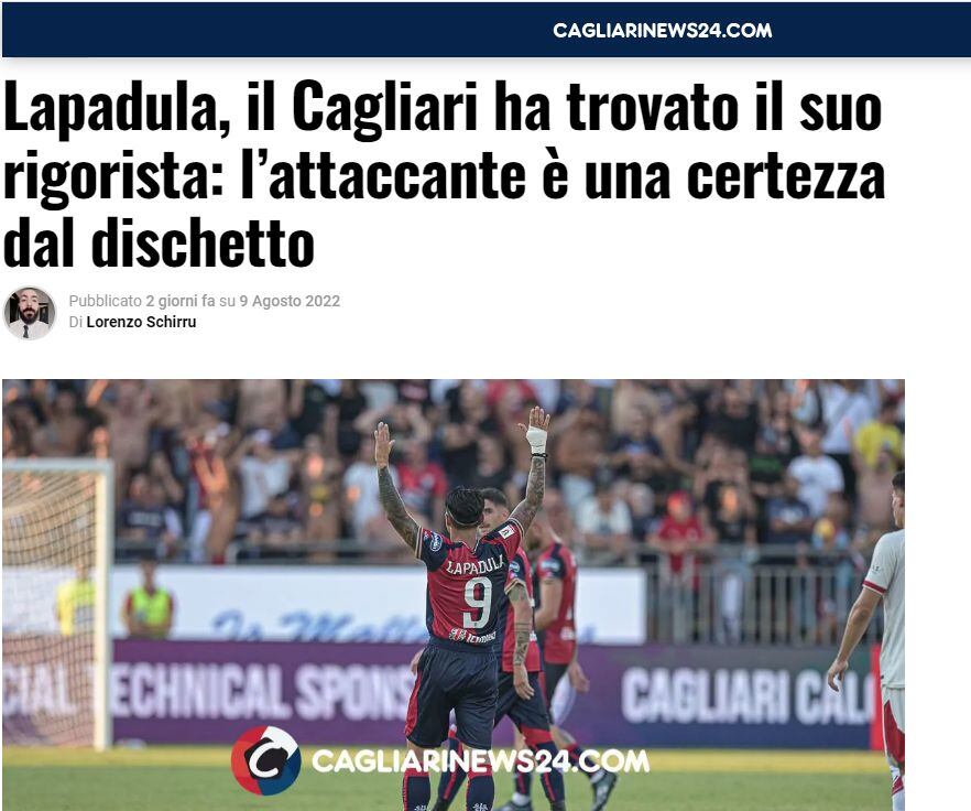 Lapadula se convertirá en el principal ejecutante de penales en el Cagliari