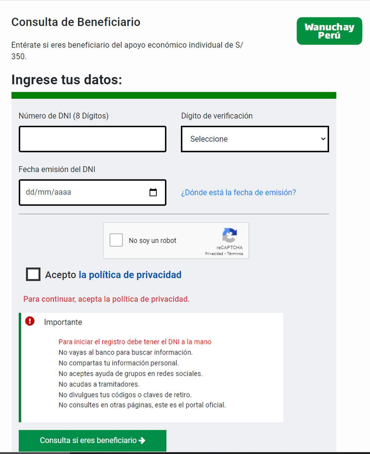 Bono Wanuchay es para los productores agrarios con menos de dos hectáreas (Foto: Minagri)
