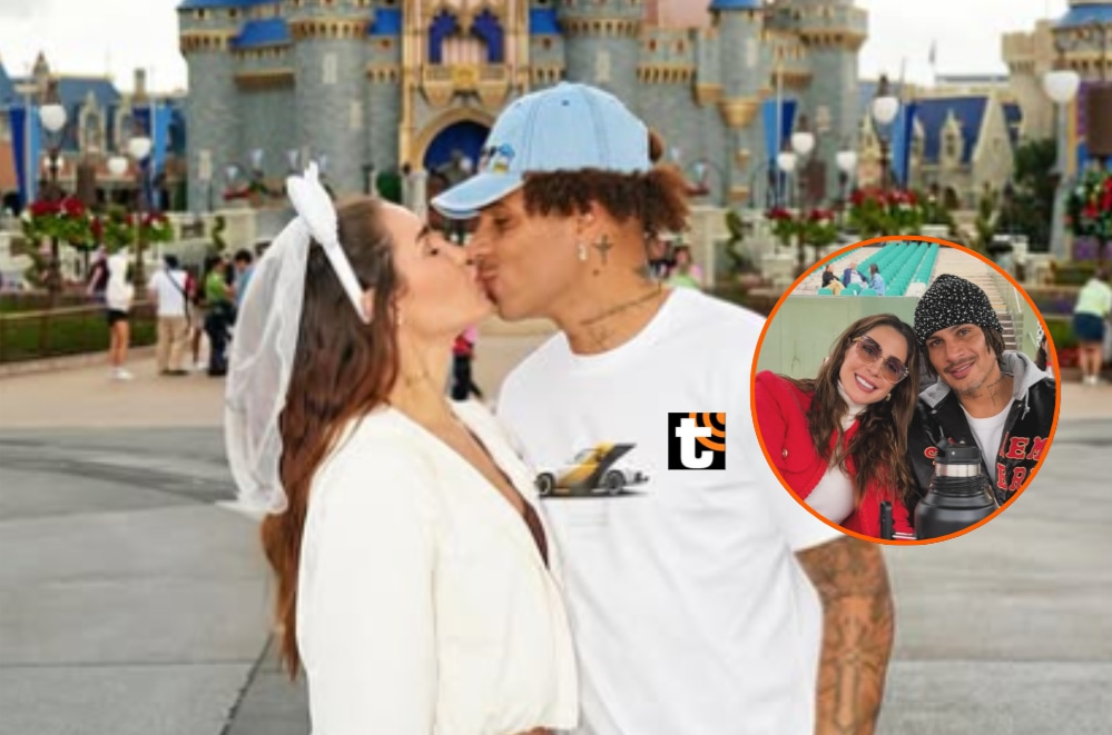 Ana Paula Consorte comparte foto en Disney junto a Paolo Guerrero y ella luce unas 'orejitas de Minnie Mouse' con velo de novia.