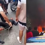 Vecinos amarran y queman la moto de delincuente