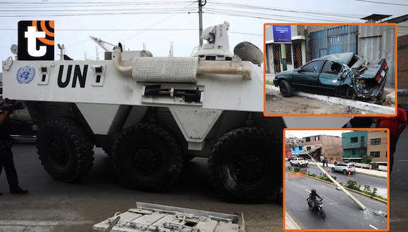 TROME - ¡Pánico en Chorrillos! Tanqueta de la ONU perdió el control, arrasó con autos, postes