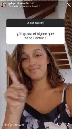 Al parecer, el bigote de Camilo no es del agrado de Gabriela (Foto: Gabriela Andrade/Instagram)