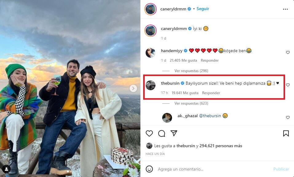 El comentario de Kerem Bürsin en Instagram que llamó la atención de sus fans (Foto: Caner Yıldırım/ Instagram)