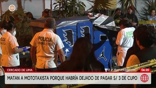 Asesinan a mototaxista por cobro de cupos en el Cercado de Lima. Foto: América Noticias