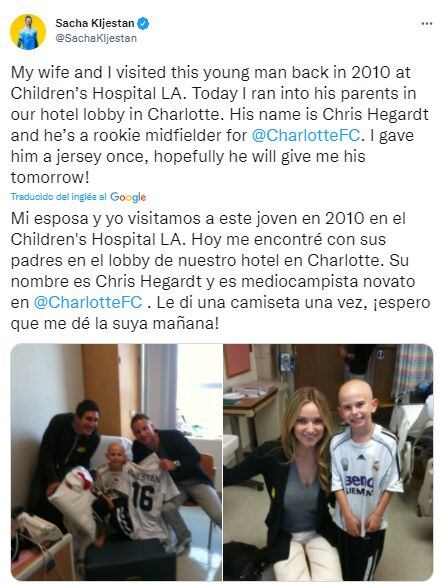 El mensaje de Sacha Kljestan en la víspera del Charlotte vs. Los Angeles Galaxy.