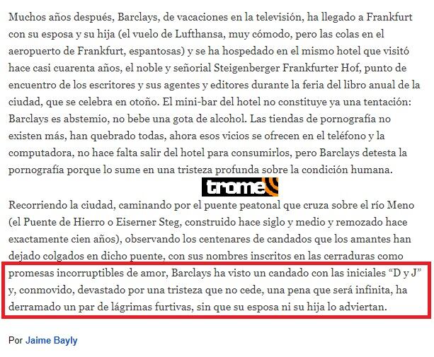 Jaime Bayly y el mensaje que le habría dedicado a Diego Bertie.