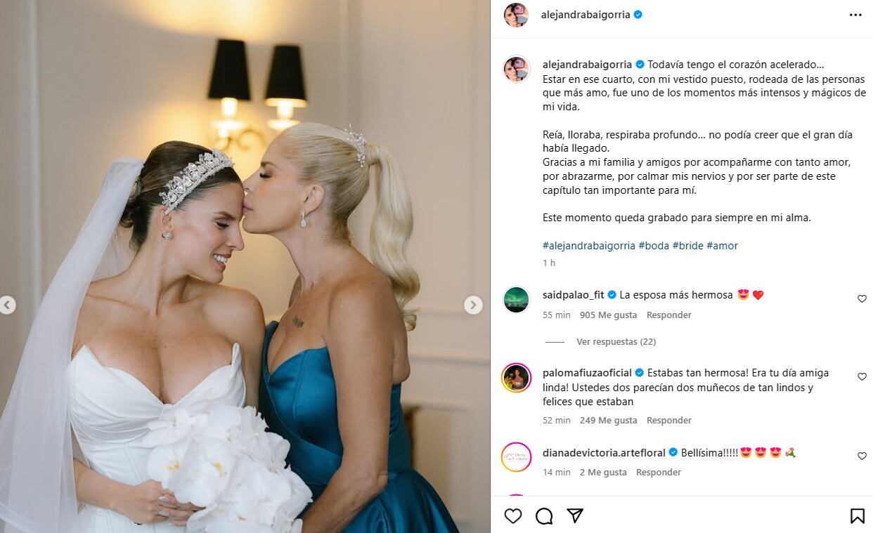 Alejandra Baigorria y su mamá Verónica Alcalá en su boda.