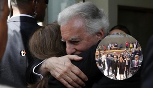 Dina Boluarte acudió con sus ministros al velorio de Mario Vargas Llosa en Barranco y dio sentido abrazo a su hijo Álvaro