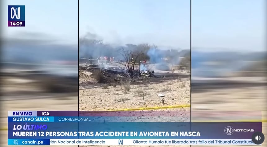 Doce personas, entre ellos turistas, fallecieron en accidente áereo en Nasca. Avioneta se precipitó.