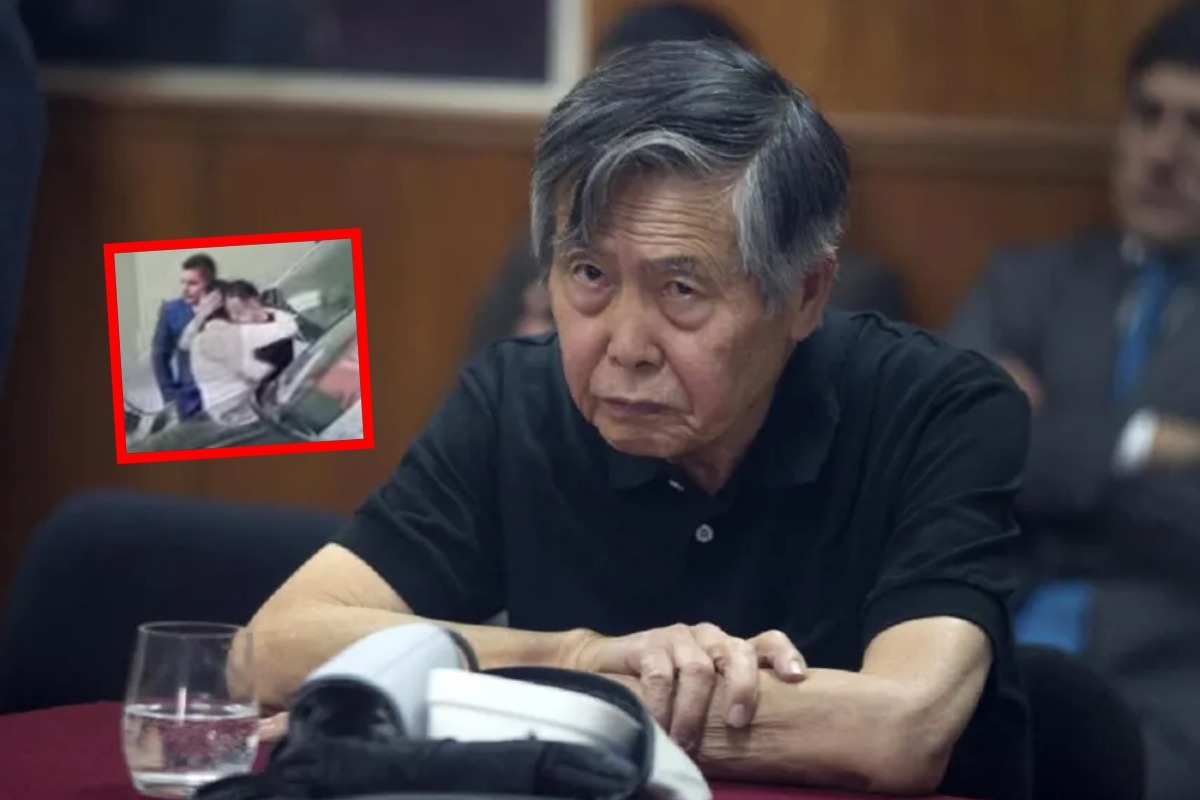 Keiko y Kenji Fujimori se abrazan mientras esperan la excarcelación de su padre