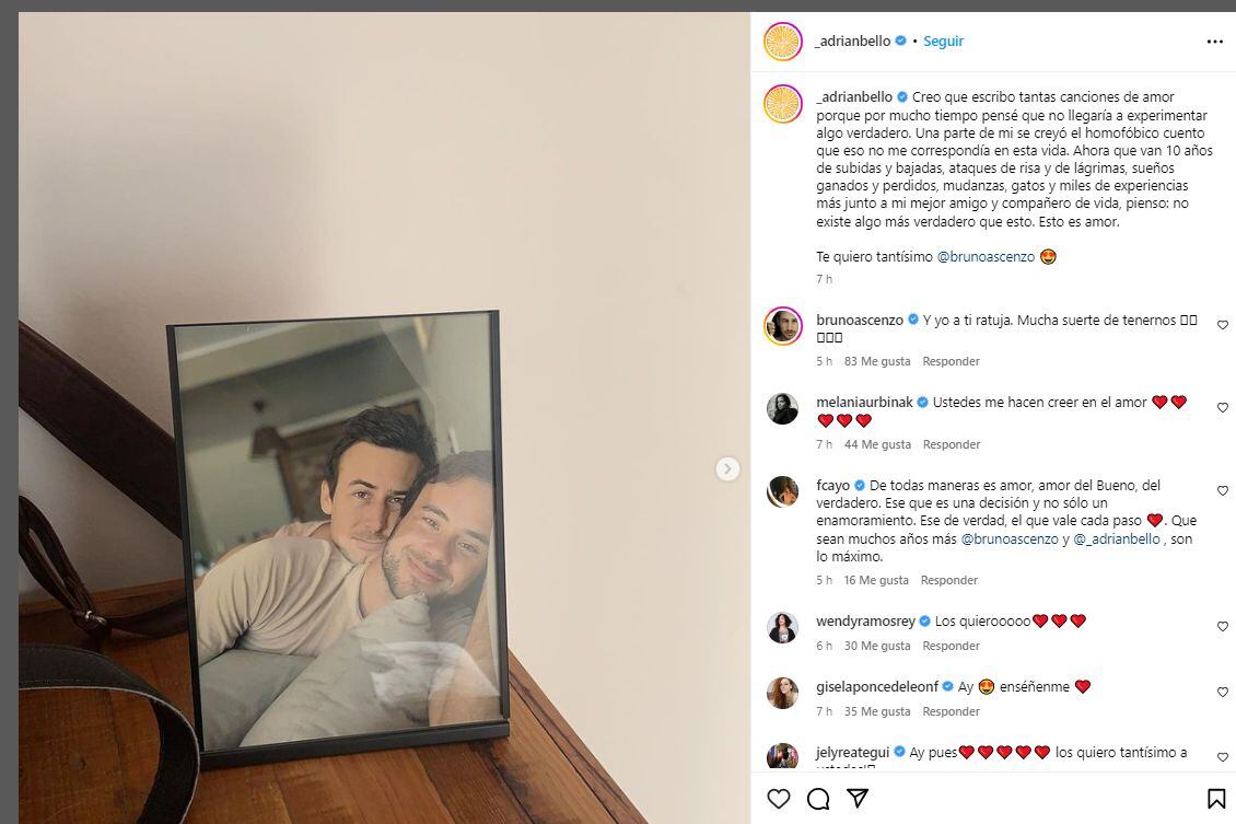 Adrián Bello le dedica mensaje a Bruno Ascenzo