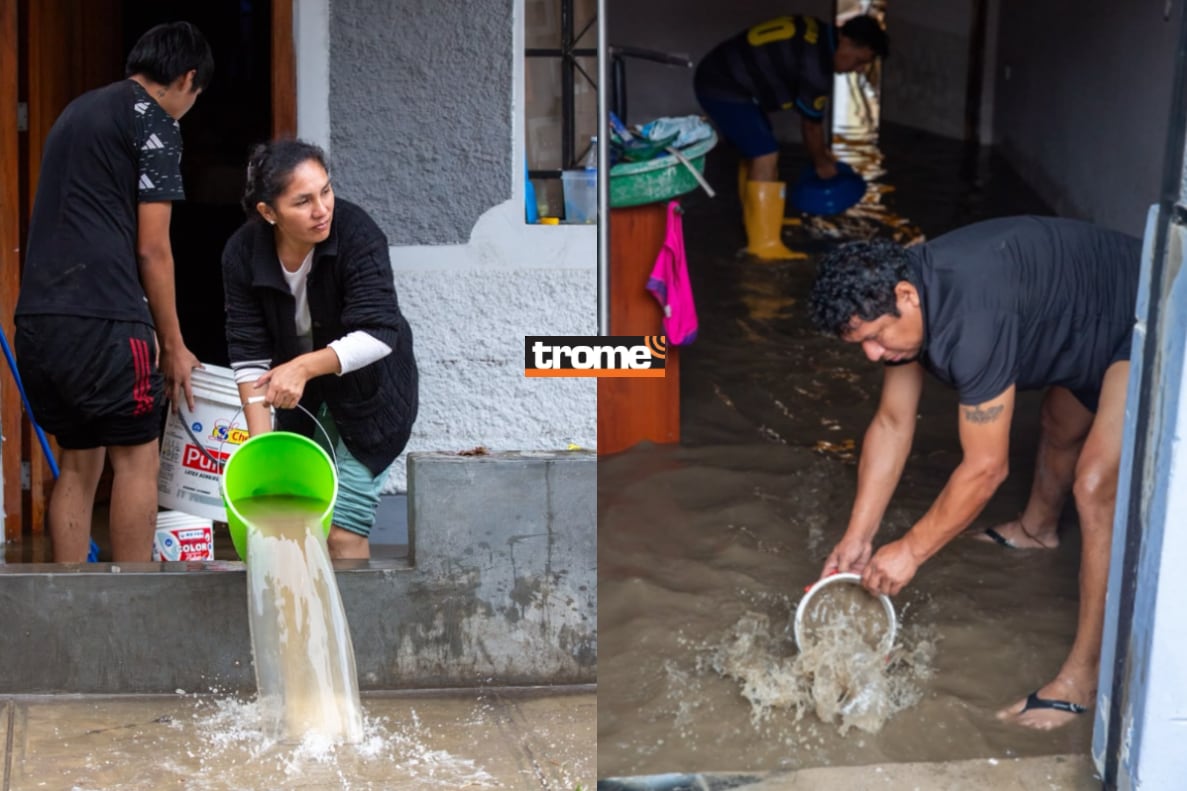 La llovizna que duró varias horas causó mayor afectación en vías y hogares de Villa El Salvador y Villa María del Triunfo. (Foto: Fernando Sangama / Compos. Isabel Medina / Trome).