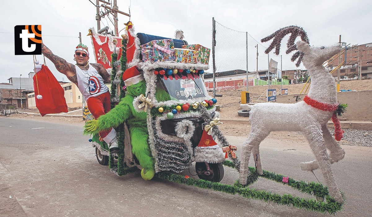 Con el espíritu navideño invadiendo sus corazones, Mackynoel y El Grinch se convirtieron en la dupla ‘Merry Christmas’ que recorrerá las calles de Lima para que la magia siga vigente y el mensaje de amor, paz y unión llegue a todos los hogares. Foto: Fernando Sangama