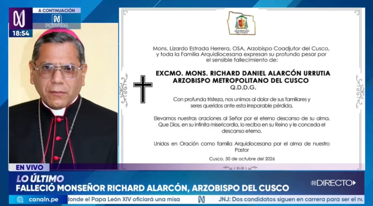 Informan el fallecimiento del arzobispo de Cusco, Richard Alarcón, a pocos días de la llegada del papa León XIV.