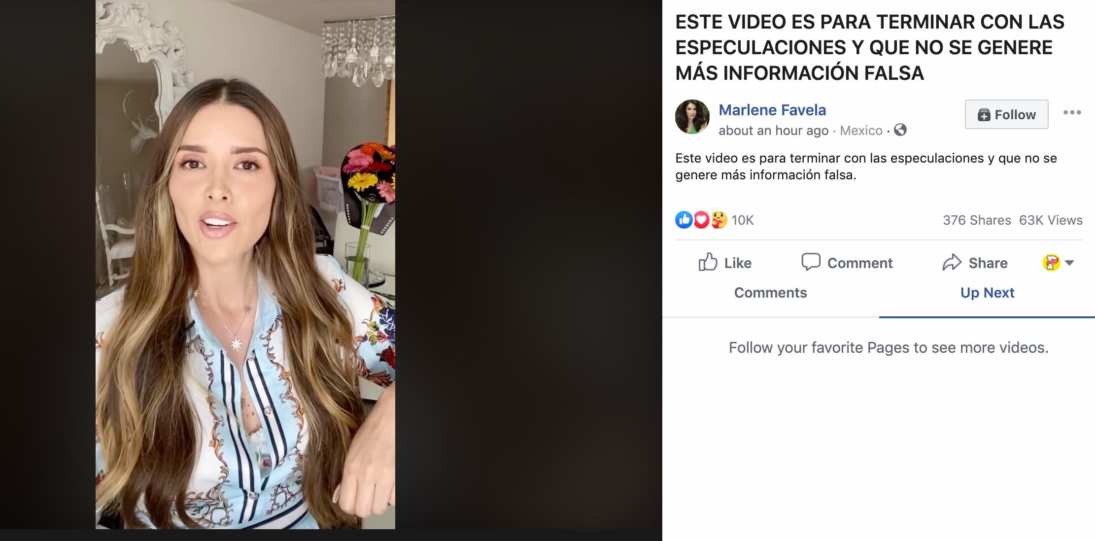 La protagonista de “Gata Salvaje” difundió un video en su cuenta de Facebook para dar a conocer la noticia de su separación (Foto: Facebook)