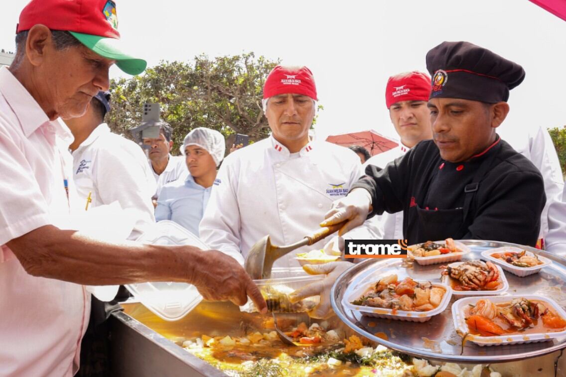 Perú en nuevo récord gastronómico con el 'Parihuelazo 2025'. Cocineros del distrito de José Leonardo Ortiz en Chiclayo prepararon la 'parihuela más grande del mundo'. (Foto composición: Isabel Medina / Trome),