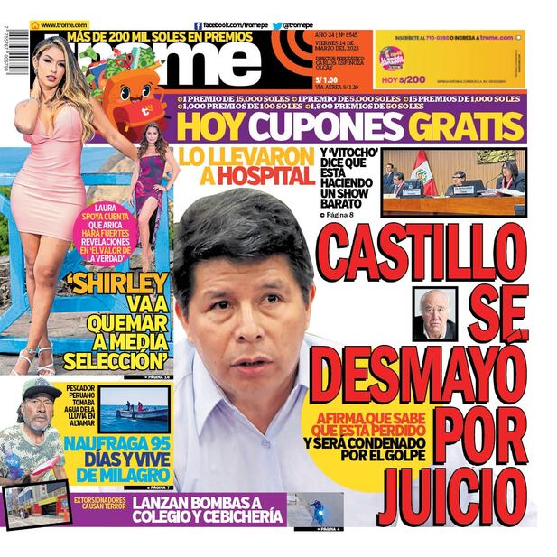 Portada Trome viernes 14 de marzo 2025