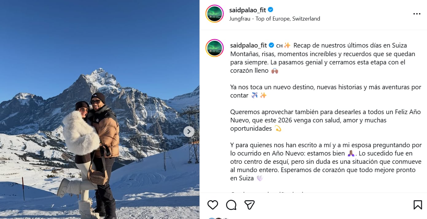Said Palao informa que junto a Alejandra Baigorria están bien tras tragedia en Suiza por incendio en bar.