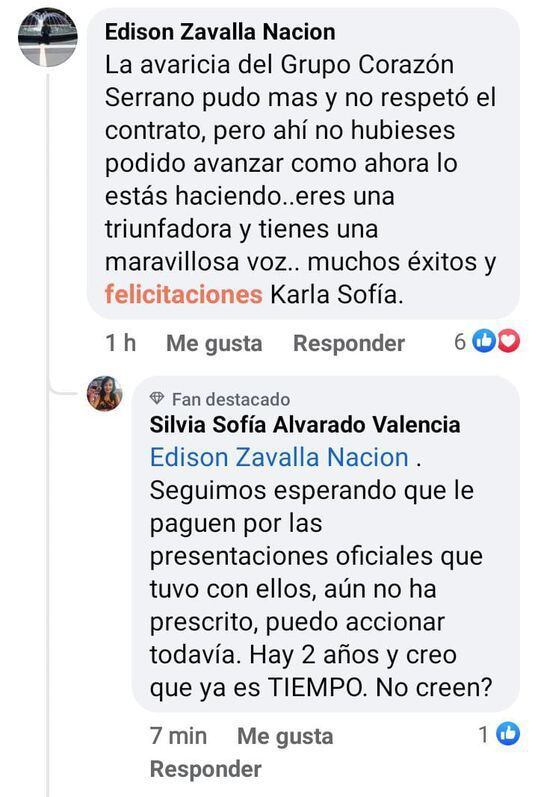 Corazón Serrano todavía no le paga a Karla Sofía por sus presentaciones, denuncia su mamá