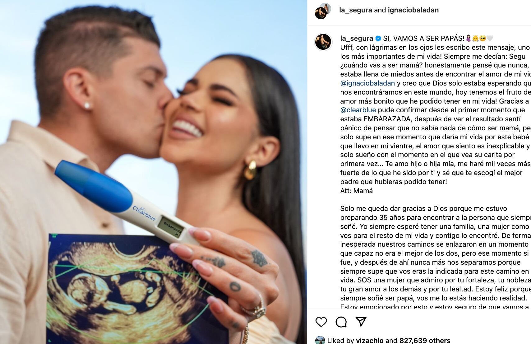 Ignacio Baladán y La Segura anuncian embarazo