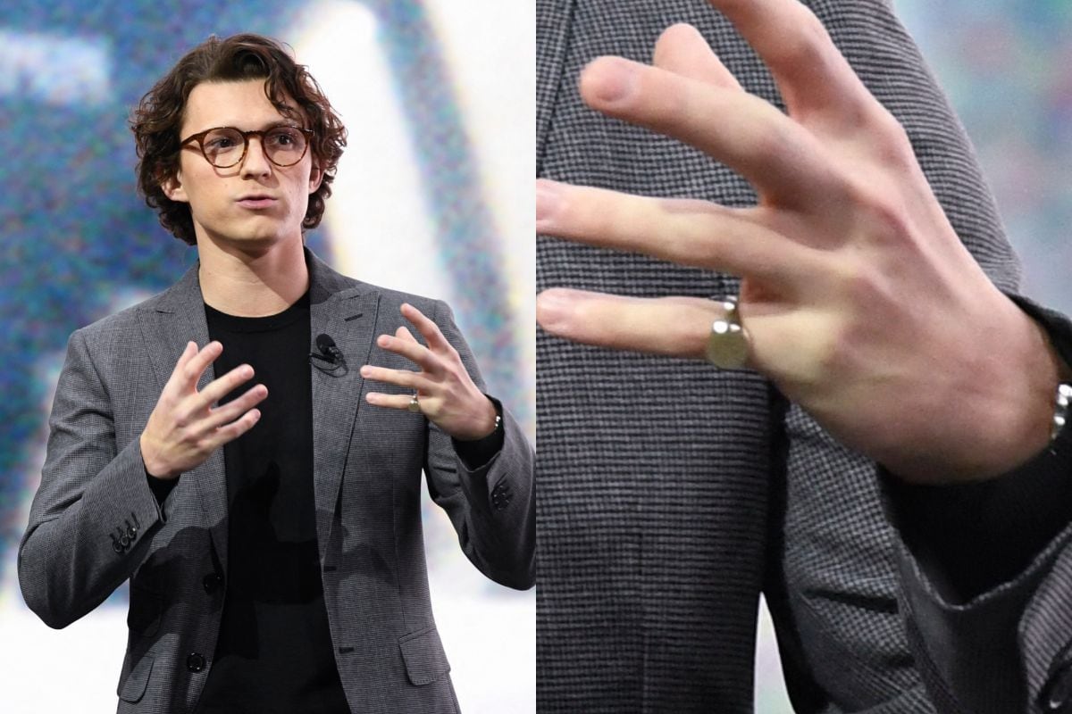 Tom Holland portaba el anillo en el dedo menique de su mano izquierda (Foto: Patrick T. Fallon / AFP)
