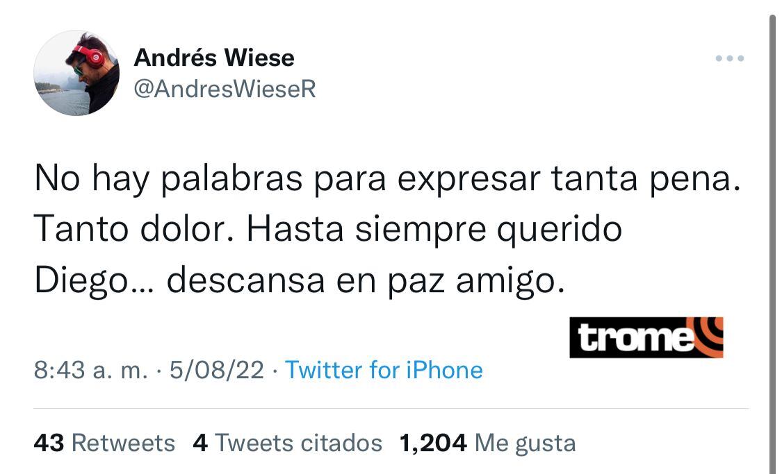 Actores y actrices se pronuncian en redes sociales tras muerte de Diego Bertie. (Fotos: Twitter)