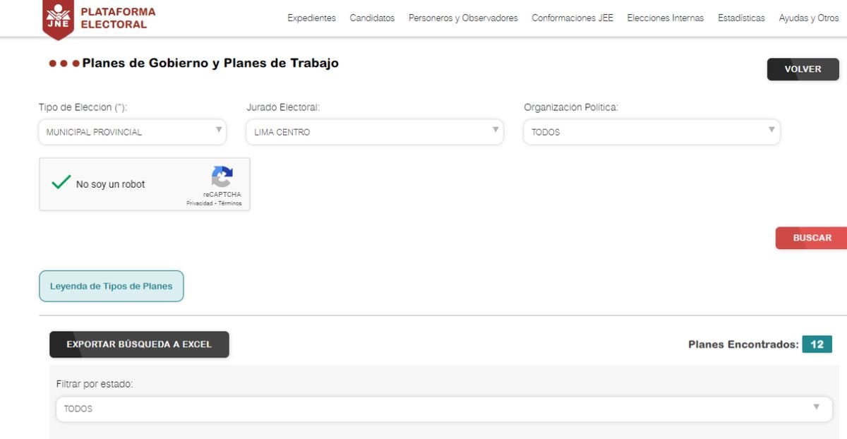 La selección que debes hacer para hallar los planes de gobierno de los alcaldes de Lima (Foto: JNE)