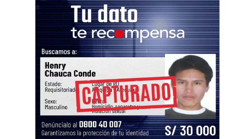 Ministerio del Interior ofrecía 30 mil soles por datos que lleven a su captura. Foto: Mininter