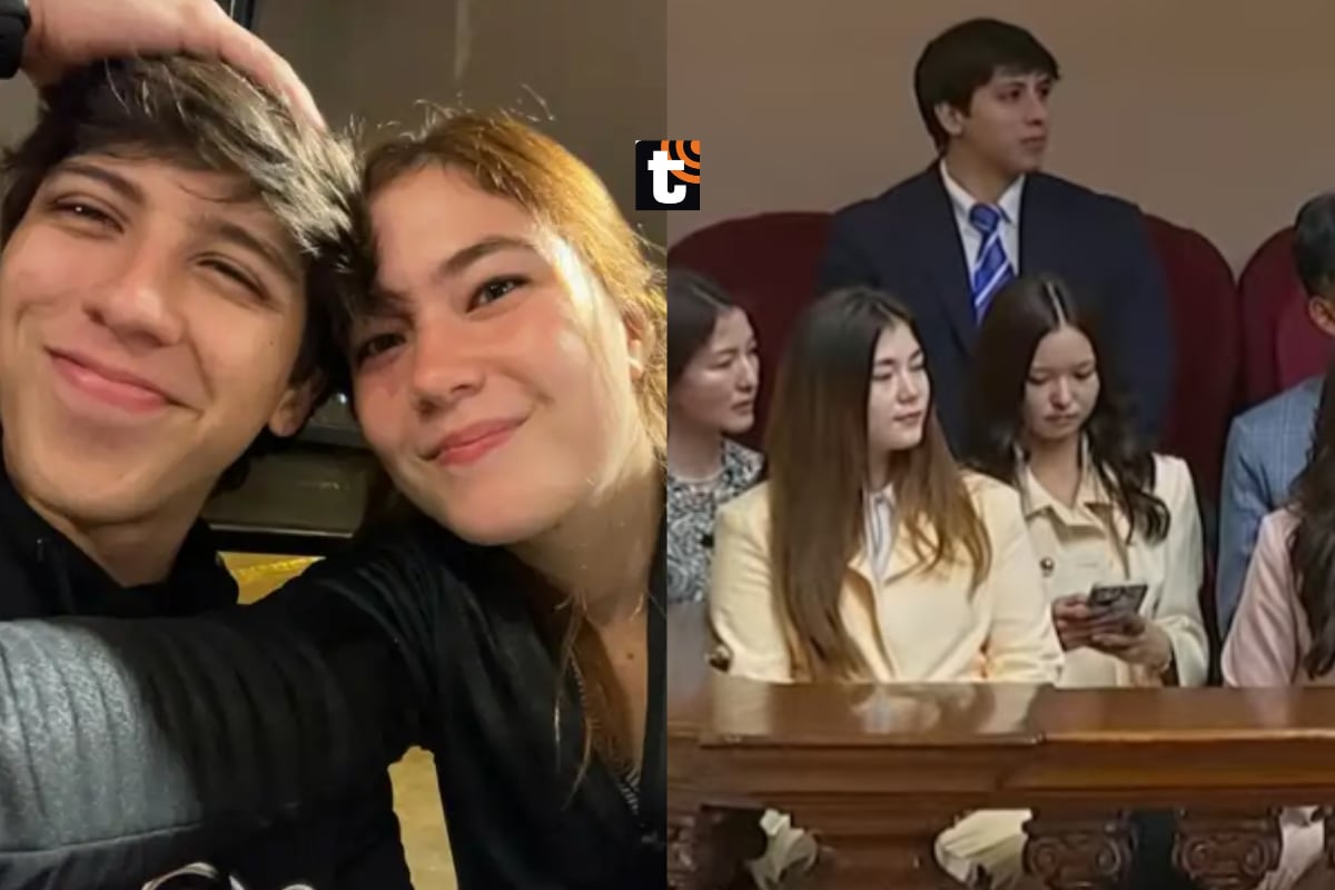 Kyara Villanella y su novio Adrián Harboe acaparan miradas en la juramentación de Keiko Fujimori.