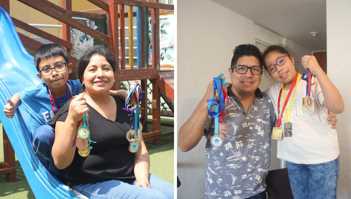 La señora Carmen, mamá del niño Joaquín, y el papá de la niña Micaela, señor Alberto Oré