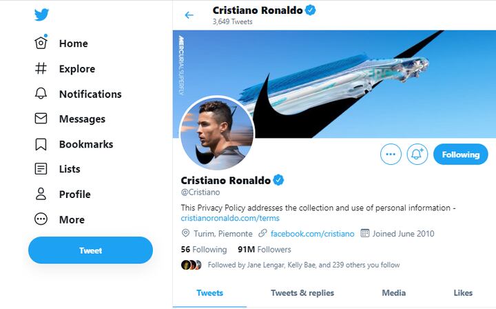 Cristiano Ronaldo insuperable en redes sociales (captura)