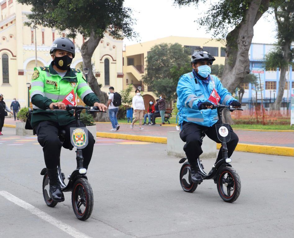 Policías y serenos patrullaran en bicicletas eléctricas las calles del distrito de Magdalena del Mar. (Foto: Municipalidad de Magdalena del Mar)