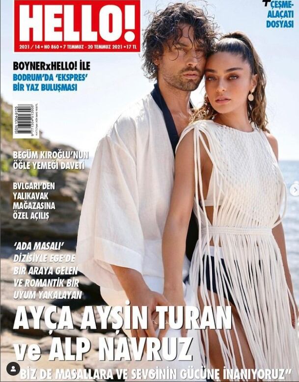 Los actores Alp Navruz y Ayça Ayşin Turan posando para una revista. (Foto: Alp Navruz / Ayça Ayşin Turan / Instagram)