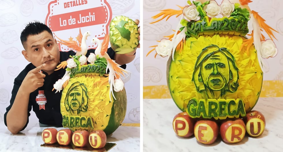 Artista talló el rostro de Ricardo Gareca en un zapallo y la cara de Christian Cueva y Gianluca Lapula en dos enormes sandías