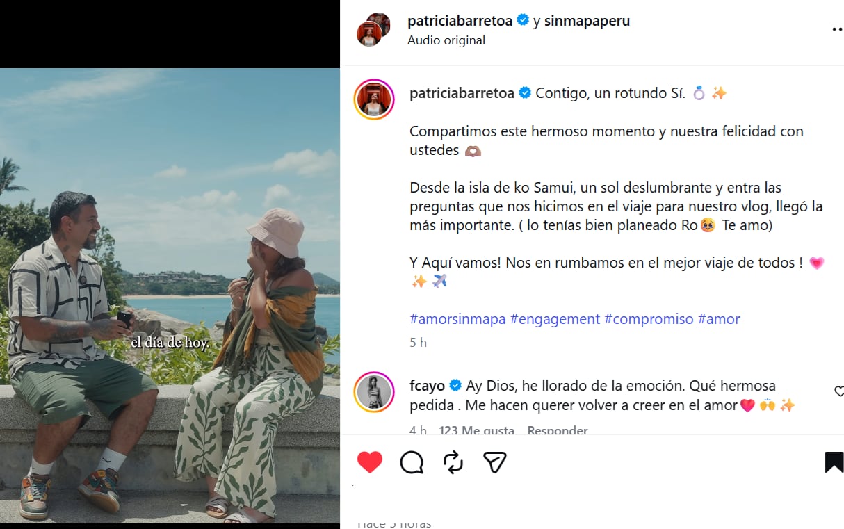 Actriz Patricia Barreto se casará. Recibió anillo de compromiso de su novio.