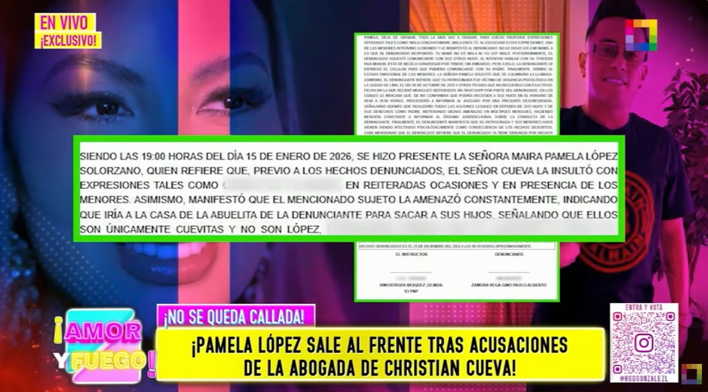 Pamela López formaliza denuncia contra Christian Cueva tras enfrentamiento protagonizado en Navidad a través de una llamada telefónica.