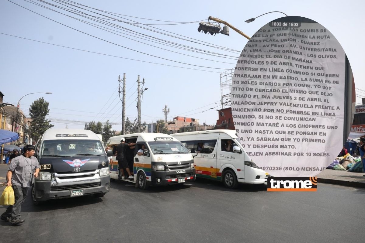 En la avenida Perú, el temor se ha apoderado de los transportistas. Se ven amenazados por una banda criminal que opera en Cercado de Lima y empieza a invadir San Martín de Porres. | Composición Diario Trome