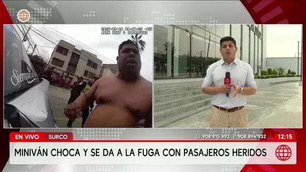 Miniván choca y se da a la fuga con pasajeros heridos en Surco. Foto: América Noticias