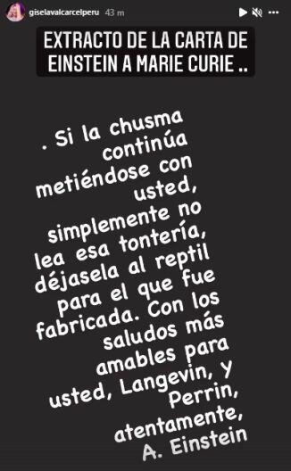Gisela publica fulminante mensaje tras escándalo de Melissa Paredes