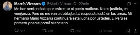 Martín Vizcarra se pronuncia tras lectura de sentencia