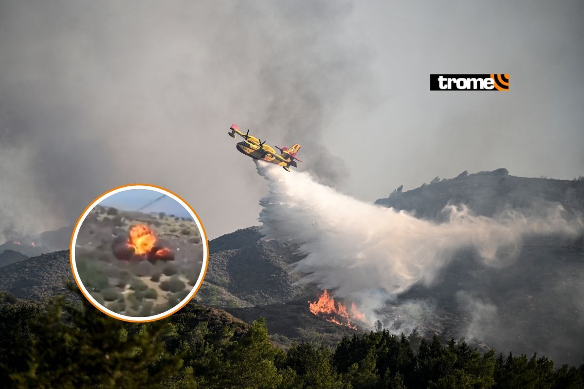 Incendio forestal en la isla de Eubea, Grecia. (Foto: AFP)
