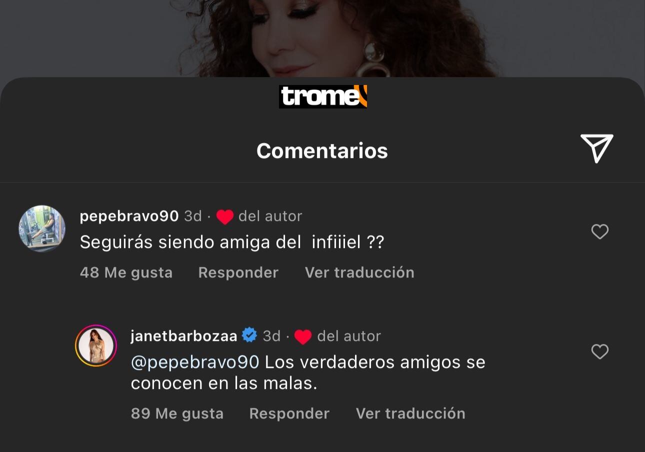 Janet Barboza apoya a Christian Domínguez.