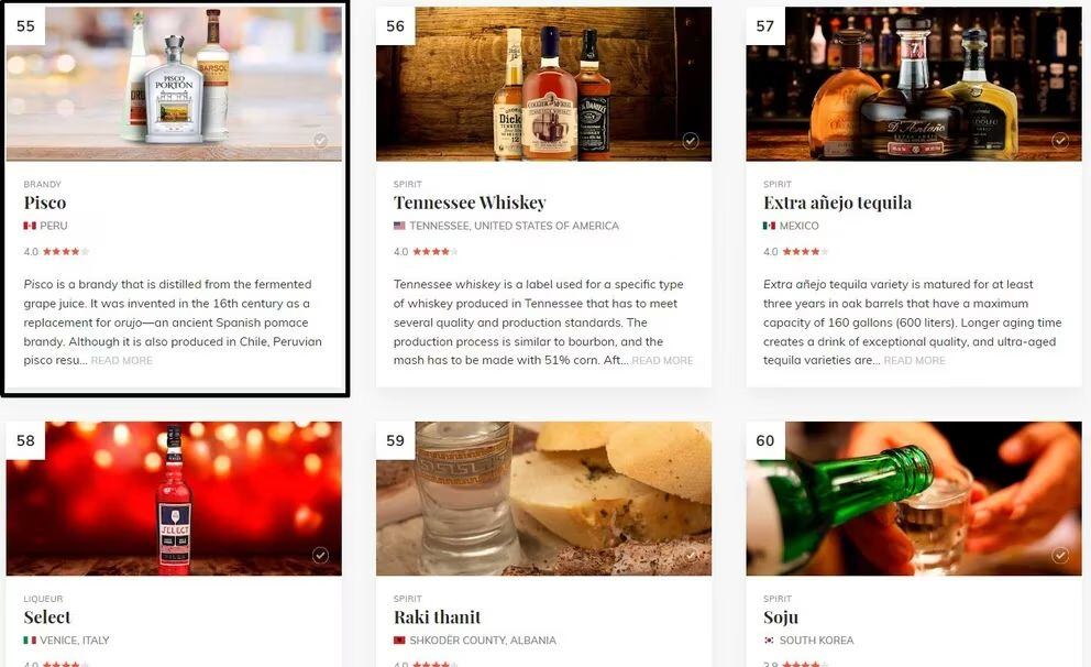 Pisco peruano fue incluido en el puesto 55 de la lista de mejores bebidas del mundo de TasteAtlas. (Foto: Captura)