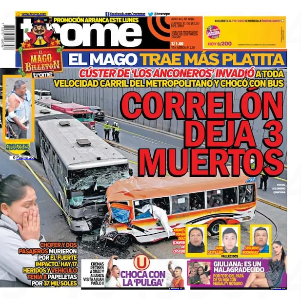 CORRELÓN DEJA 3 MUERTOS