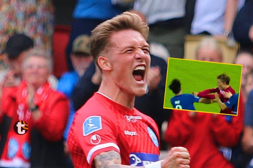 Oliver Sonne tuvo accidentado final en duelo con FC Copenhague (Foto: AFP)